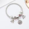 Creative Elephant Charms Bracelet Colorful Rhinestone Bead Silver Color Metal Bracelet For Women
