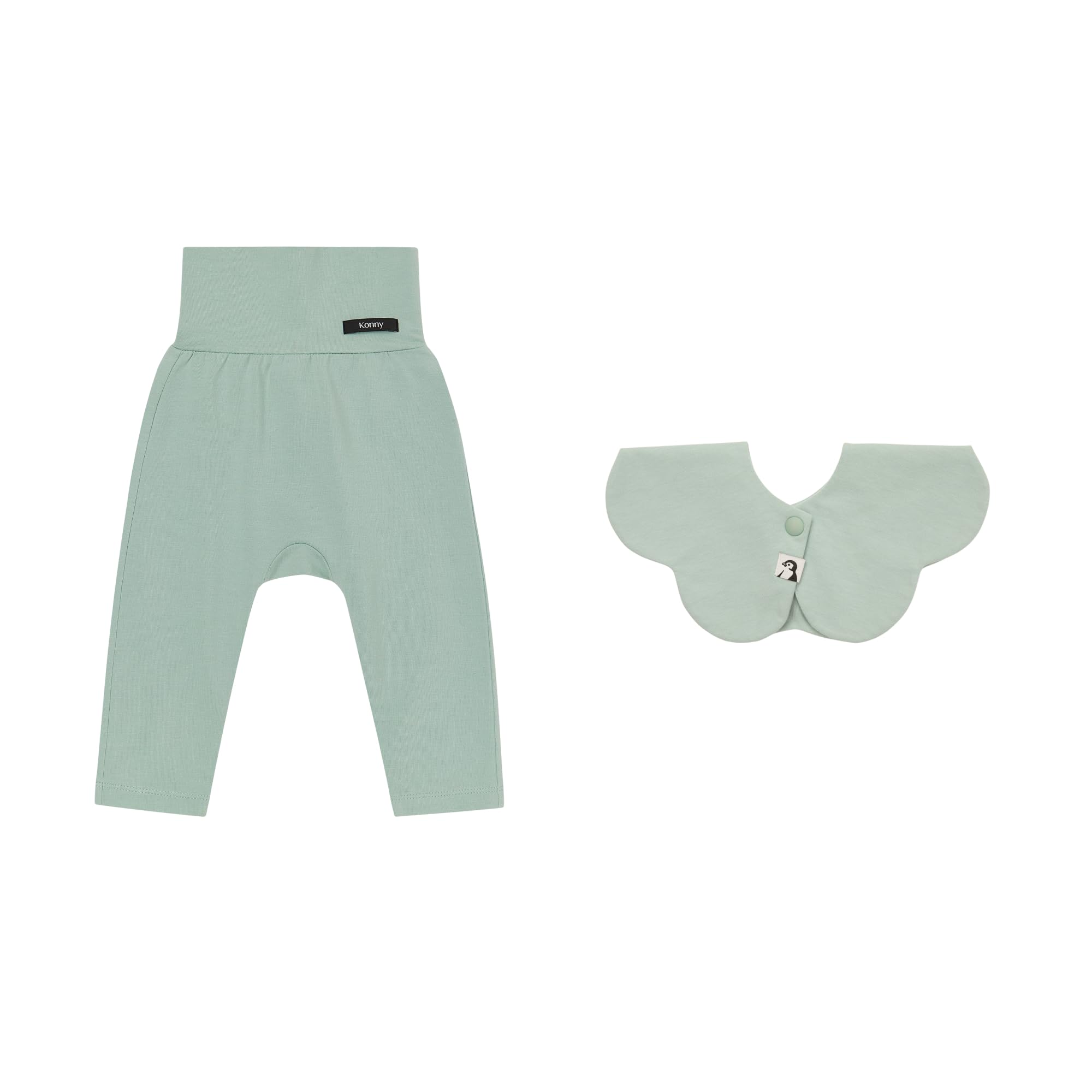 

Мягкие модальные леггинсы с высокой талией 1 шт. Нагрудник 1 шт. Мятный комплект 18 месяцев [Konny] +