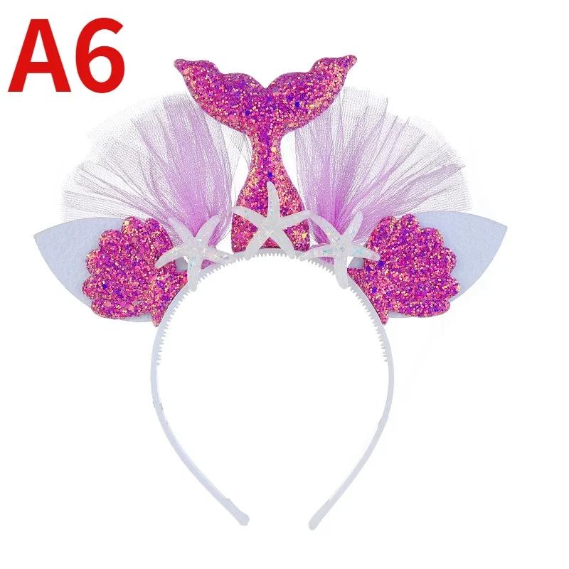 Little Mermaid Party Crown Headband Mermaid Tail Hat Photo Props for Girl Birthday Party Mermaid Hair Accessories