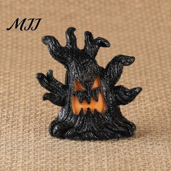 Haunted House Decoration Halloween Decoration, Ghost Face Tree Stump Lantern, LED Twisted Night Lamp Glowing Pumpkin Decor, Festival Atmosphere Horror