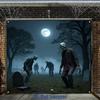 2D Flat Banner, 1pc Halloween Happy Garage Door Horizontal Sign, Halloween Background Door Banner