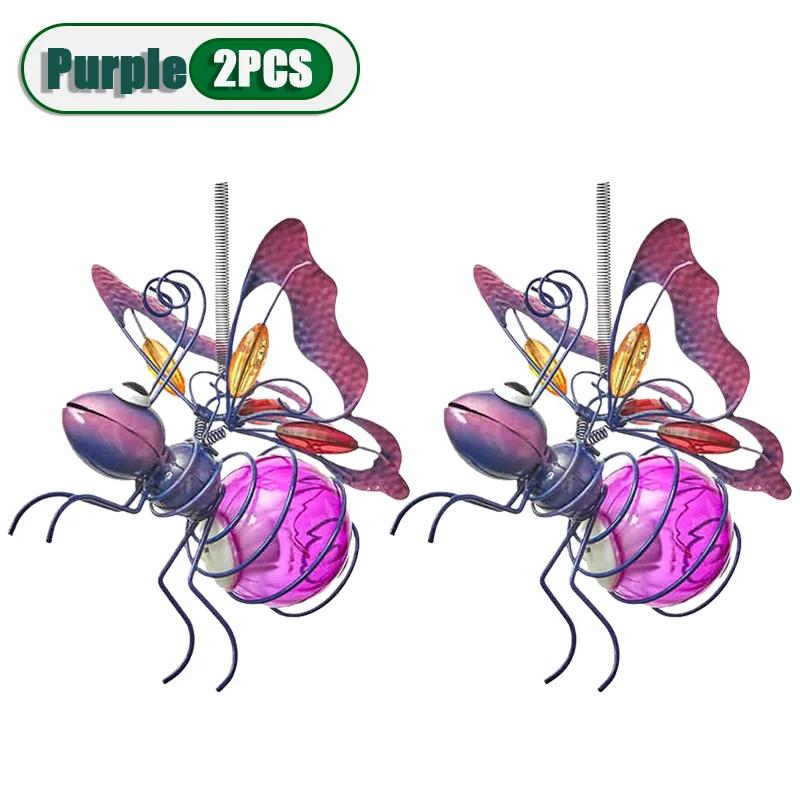 5PCS Solar-Powered Hanging Metal Ladybug Light  Garden Decor  Lady Sculpture with Bouncy Springs Summer Outdoor Art Decorations