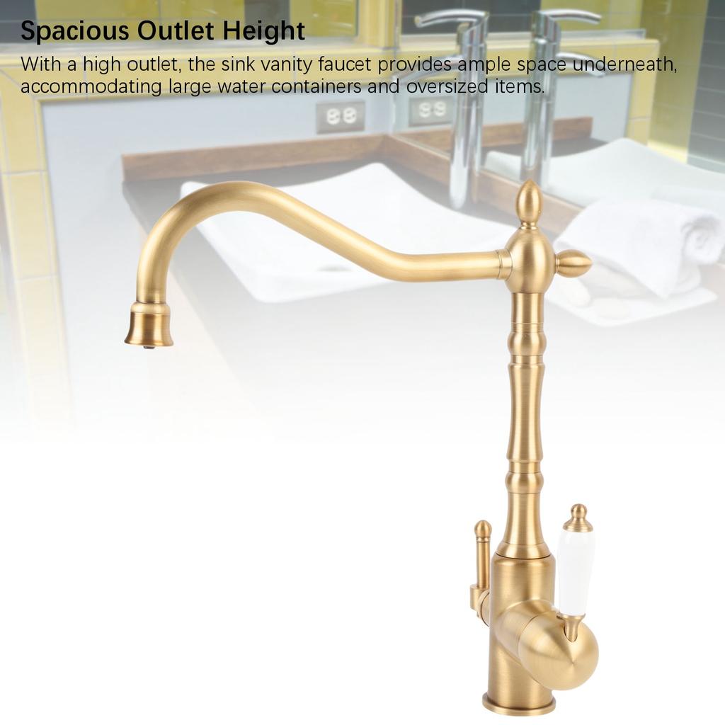 2 Handle Bathroom Faucet Bathroom Faucet Brass Rotatable 2 Handle Antique Sink Faucet Basin Mixer Tap for Lavatory Sink Vanity