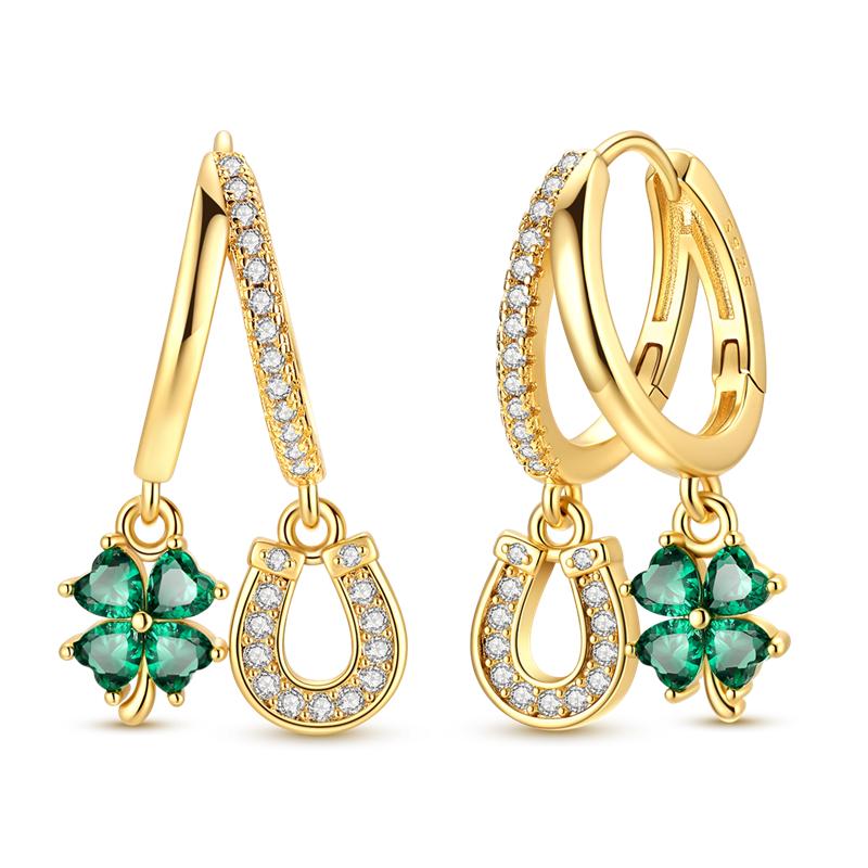Four-leaf Clover Earrings Women 925 Silver CZ Zircon Jewelry Ear Studs Sparkling Pave Earring Wedding Anniversary Gifts