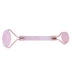 Natural Double Head Rose Quartz Jade Slimming Face Beauty Massage Roller (Rose Gold)