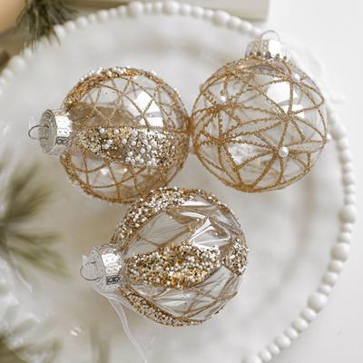 Yousheng Christmas Ball Ornament Faux Pearl Glittery Tree Decoration Festive Hanging Baubles with Rope Party Decor