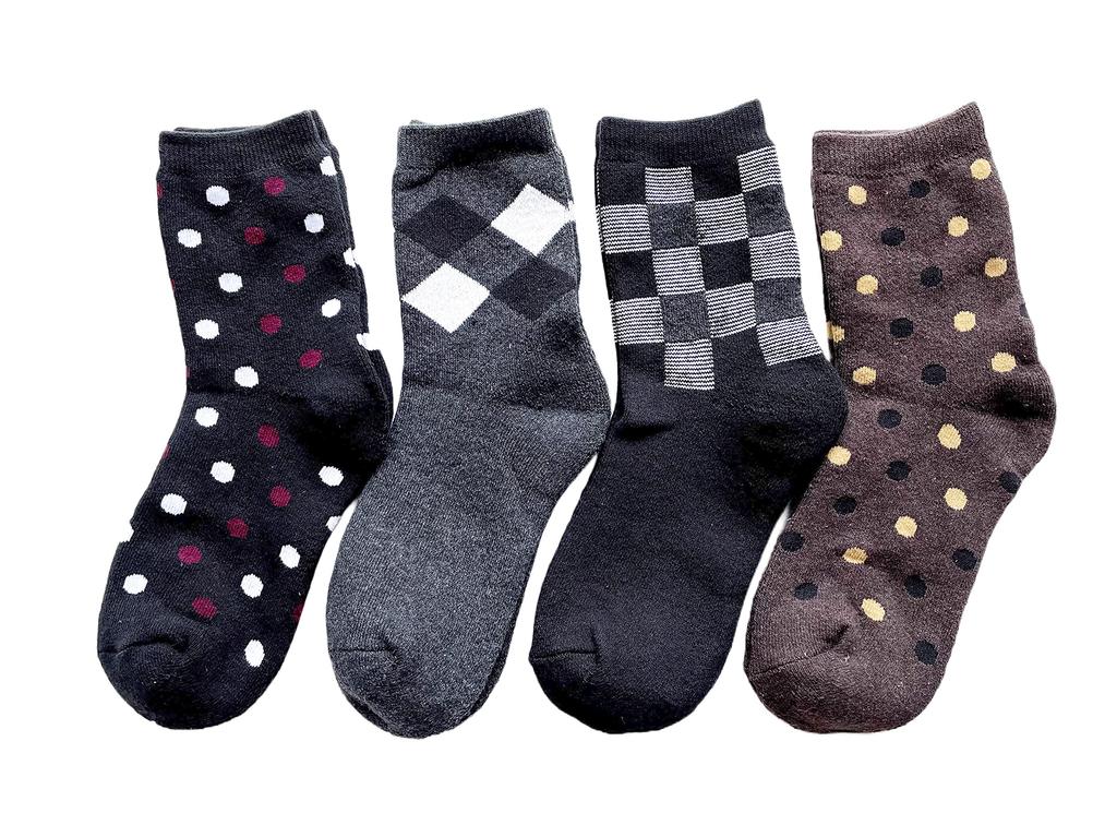 EM Wear Japan Warm Monochrome Pile Socks for Thick Cotton Sizes Set of 4 C32 Women's Fall/Winter, Blend, 23-25cm, (Colors Available)