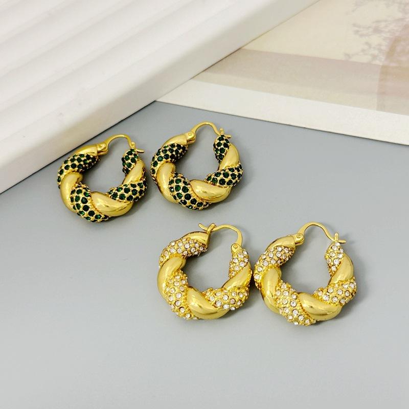French Light Luxury High-End Geometric Design Earrings Women'S Zircon Winding Stud Earrings