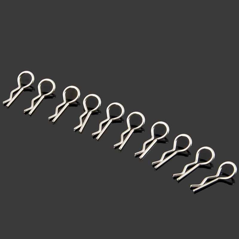16/100Pcs 1:8 1:10 1:16 RC Car Body Clips Metal Shell Clips R-Type Fastener Set for Crawler Trucks Durable Body Mount Buckles