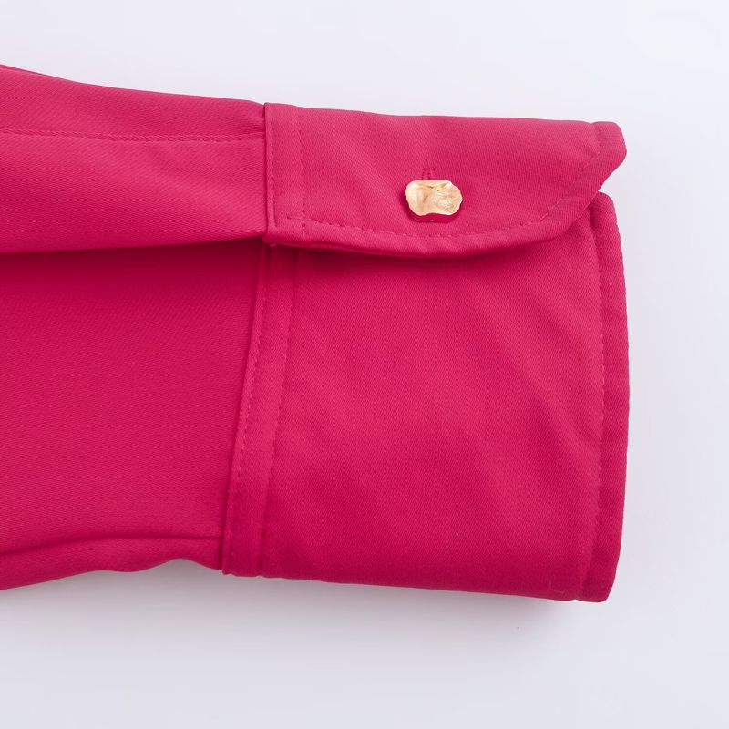 Kaslead New Arrival Women's Fashion Style Stylish Simple and Versatile Golden Breasted Drape Shirt 7969242