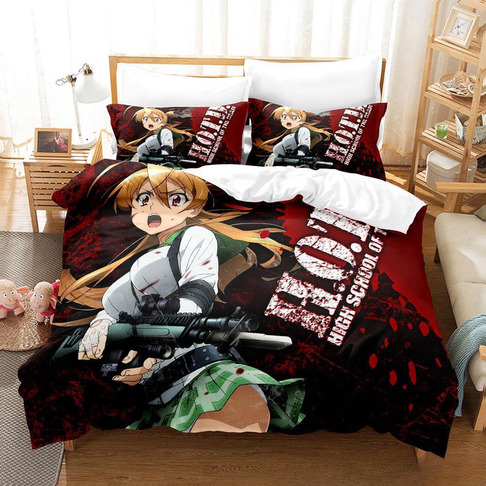Anime Sexy Girl Highschool of the Dead Bedding Set Single Twin Full Queen King Size Bed Set Adult Kid Bedroom Duvet cover Sets