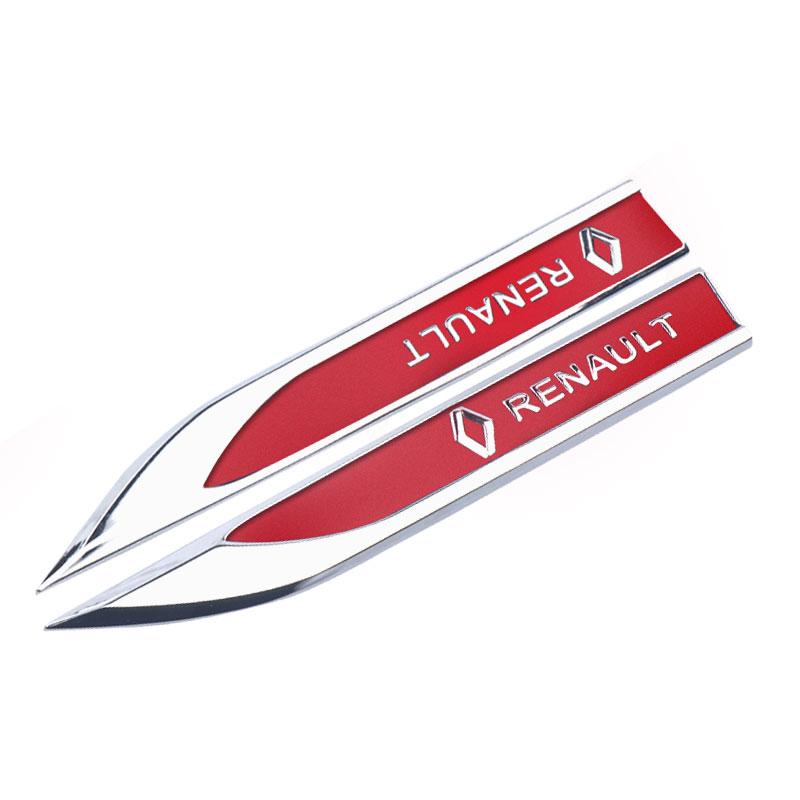 2pcs 3D Metal Car Fender Side Wing Blade Badge Emblem Sticker For Renault DACIA Fluence Scenic Loguna Twingo Fluence Megane Clio HH49