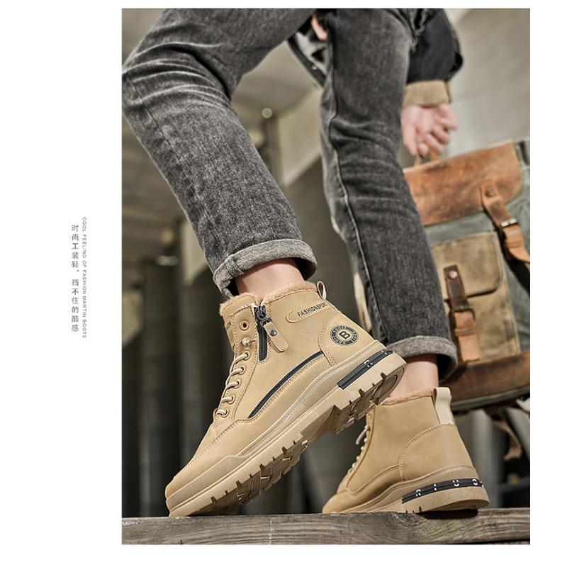 Men S Winter High Top Thermal Lined Work Boots Anti Slip Wear Resistant