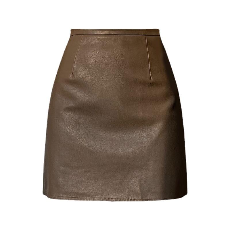 Autumn/Winter High-waisted A-Line Slim Fit Bodycon Dress PU Leather Skirt Casual Versatile Short Skirt for Women