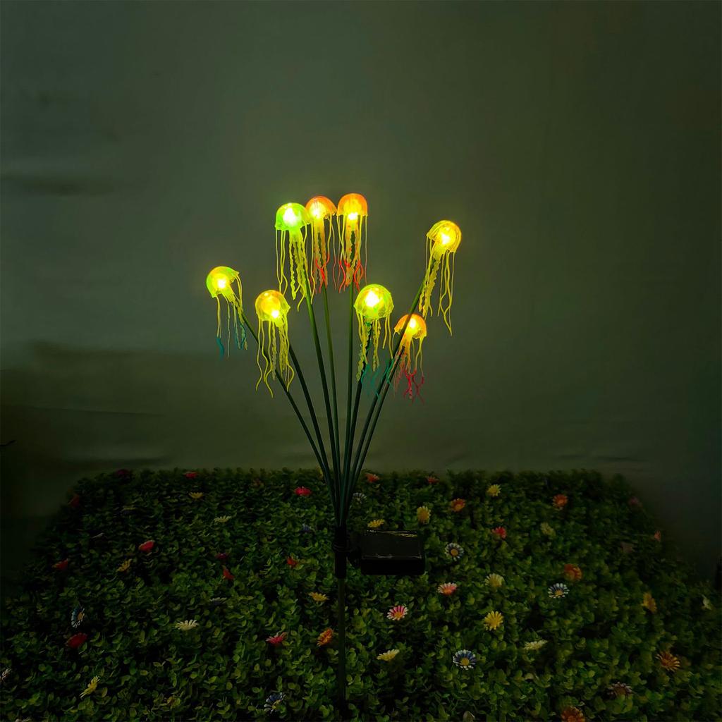 Solar Powered Outdoor LED Jellyfish Decorative Light Waterproof Garden Pathway Stake Light for Yard Patio Lawn Landscape Decoration