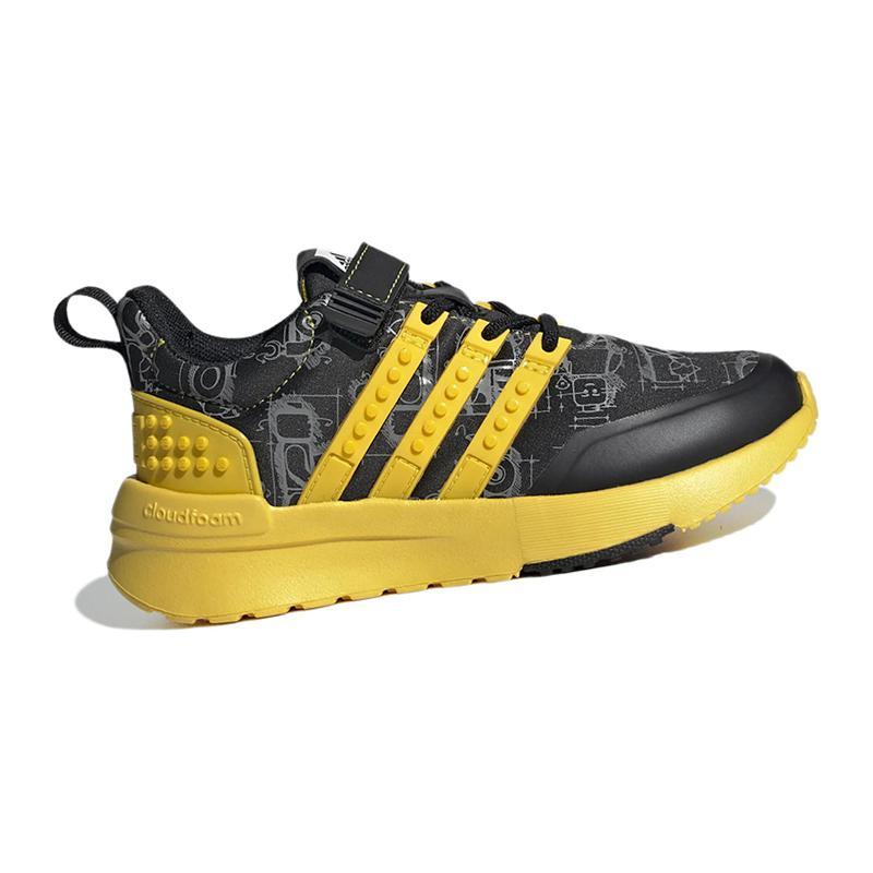 New LEGO x Adidas Racer Tr 1.0 K Abrasion Resistant Low Top Kids' Running Shoes Black Yellow Kids' GW1878