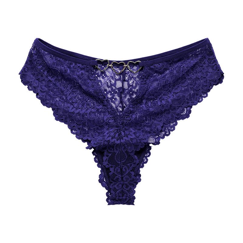 Černé krajkové kalhotky T-string se středním pasem a pohodlným výkrojem - Sexy dámské spodní prádlo plus size