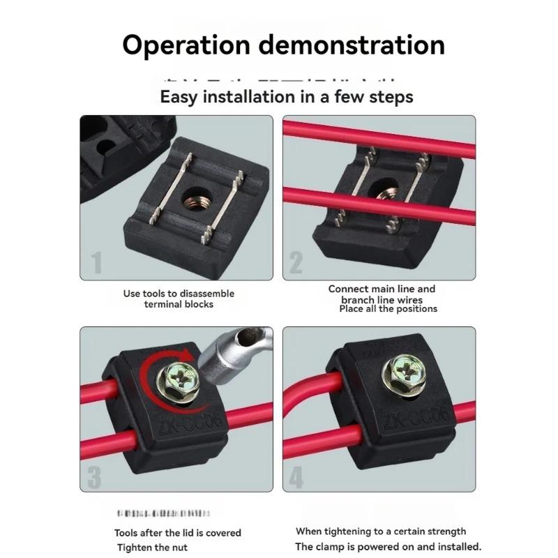 10Pcs 50A Insulated Puncture Wire Clip Break-proof T-shaped Terminal Splitter Wire Clamp Connector Suit for 1-6 Square Wire