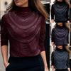 2026 Autumn/Winter Plus Size Heavy-Duty Hot Drilling Semi-High Neck Long Sleeve Women's Top