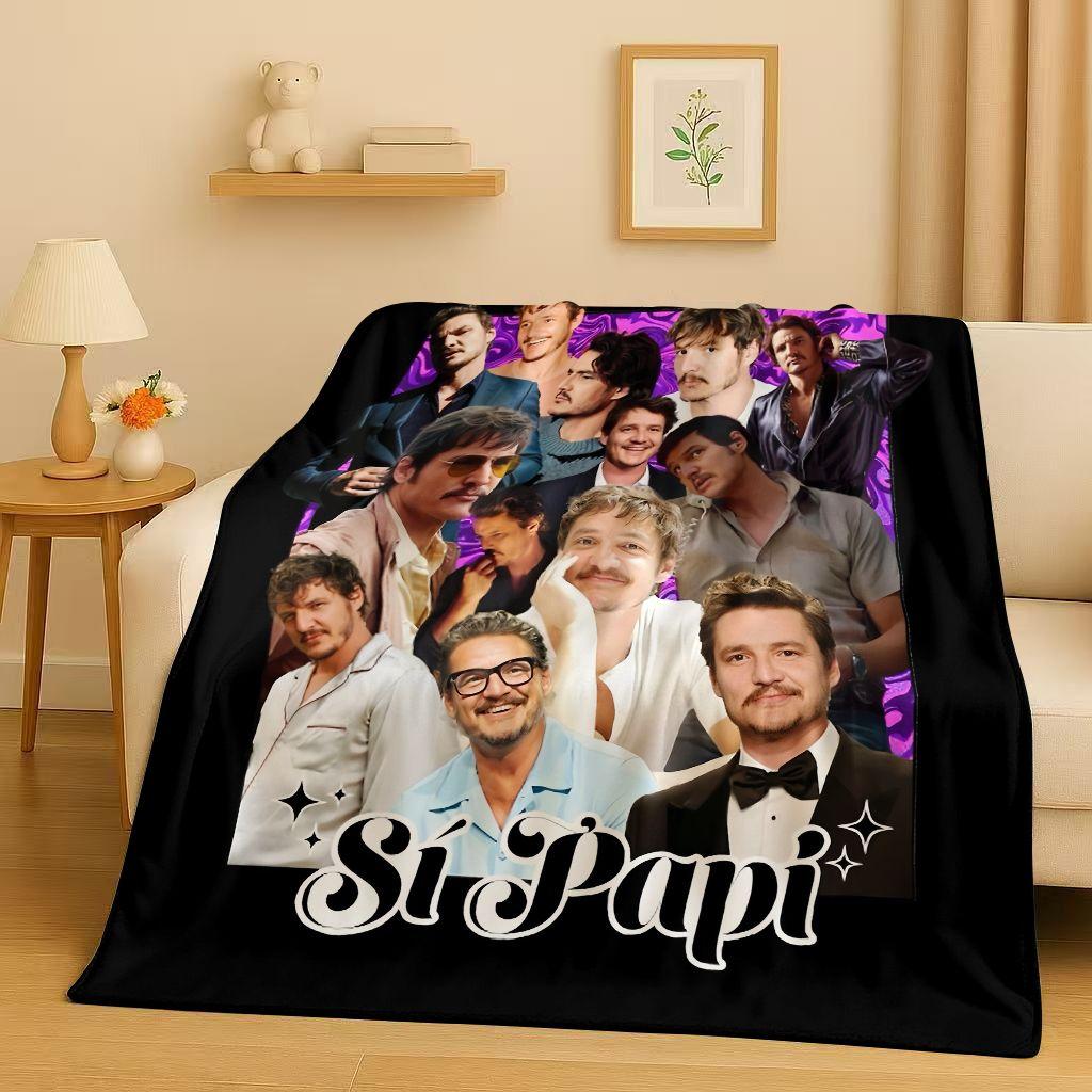 Fashion Pedro Pascal Handsome Actor Flannel Blanket,Ultra Soft Warm Plush Throw for Home Bedroom Bed Sofa Cover Kids Picnic Gift