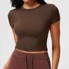 American front shoulder sports T-shirt female slim fit fitness top breathable high elastic running yoga clothes short sleeves