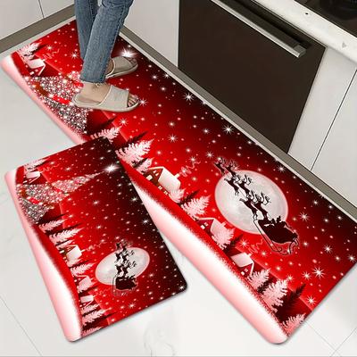 Vánoční kuchyňské koberečky Protiskluzová podložka do kuchyně do koupelny, omyvatelný koberec do koupelny selské kuchyně