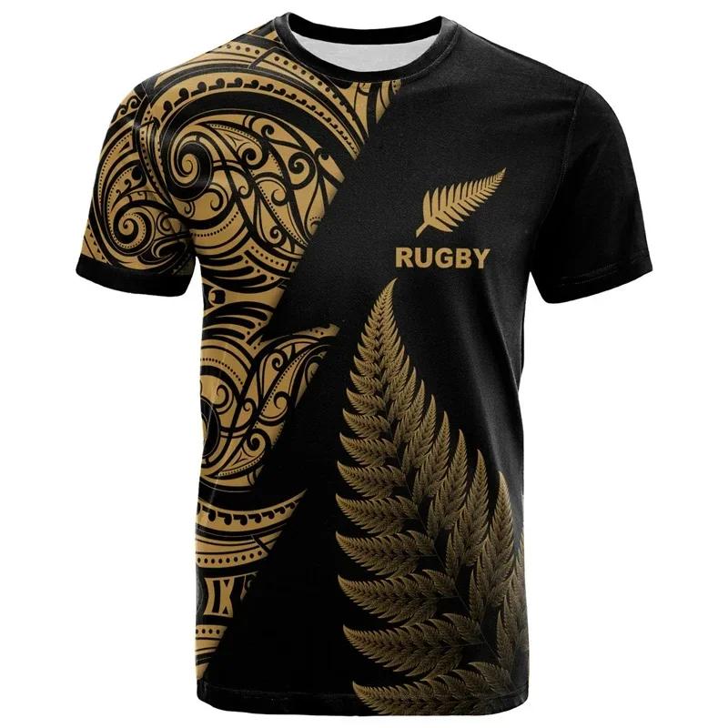Summer New Zealand Maori Rugby Ball Printed T Shirt Fitness Sports MenT Shirt Fashion Hawaiian Sports Top