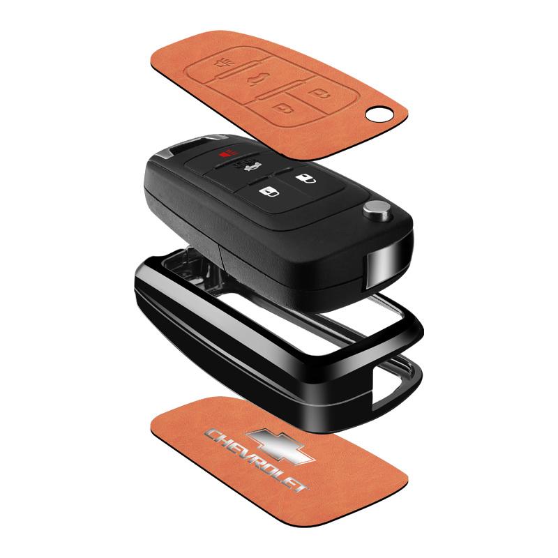 Funda de piel de aleación de zinc para llave de coche plegable, llavero para Chevrolet Cruze Aveo 2020-2024 BOLT Tracker Malibu Onix Cobalt Captiva Spark
