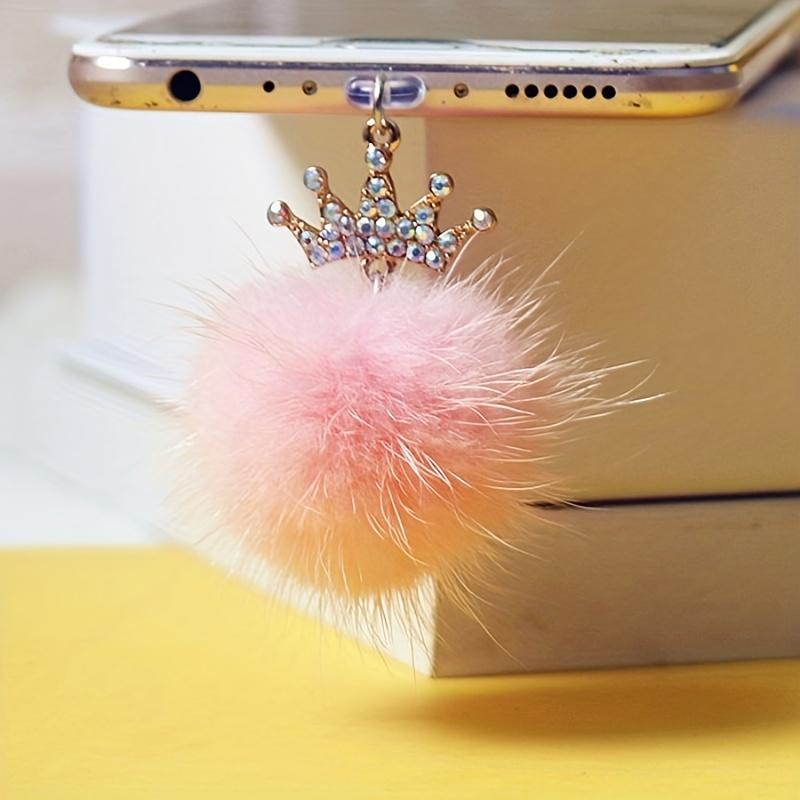 Elegant Crown and Fluffy Ball Phone Dustproof Plug - Suitable for Charging Port Universal Accessories,mobile Phone Decorations