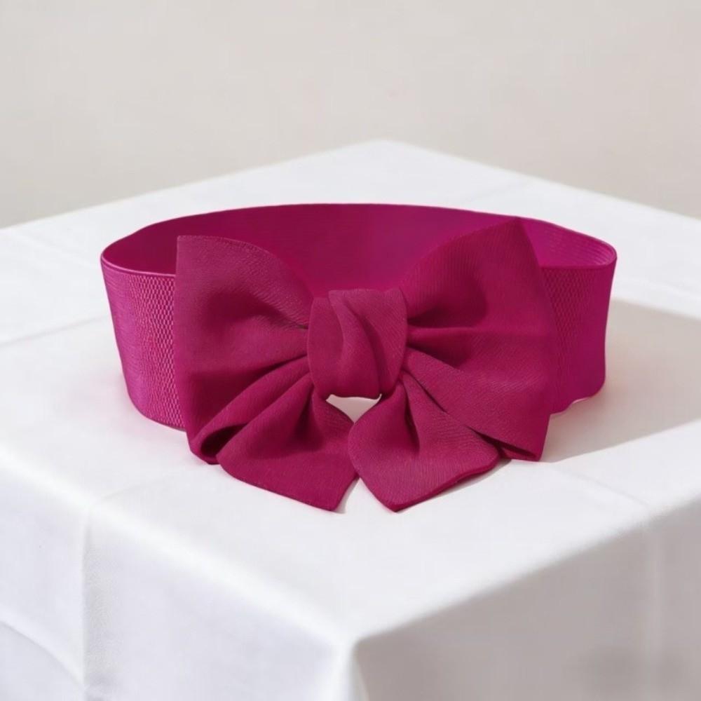 Elegant Bowknot Waist Straps Solid Color Elastic Waist Belt Wide Adjustable Dress Belt For Dress Decorate Clothes Accessories