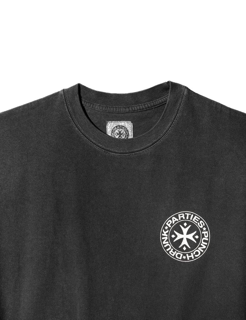 PUNCH DRUNK PARTIES Circle Logo Garment Dyed Tee (Charcoal)