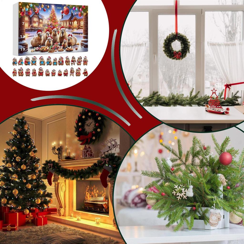 Capybara Advents-Weihnachten 24 Tage 3D Acryl Dekoration Weihnachtsbaum Capybara Ornament 2026 Countdown Kalender für Zuhause Auto Wand