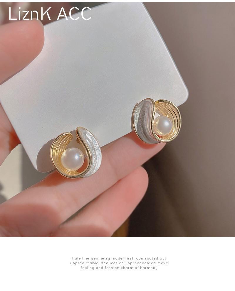 Náušnice s jehlou ze stříbra S925 s kočičím okem a perlou, dlouhé s mašličkou - Retro a všestranný styl pro ženy