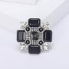 Elegant European-American Alloy Glass Square Brooch: Fashionable Women's Shawl Pin