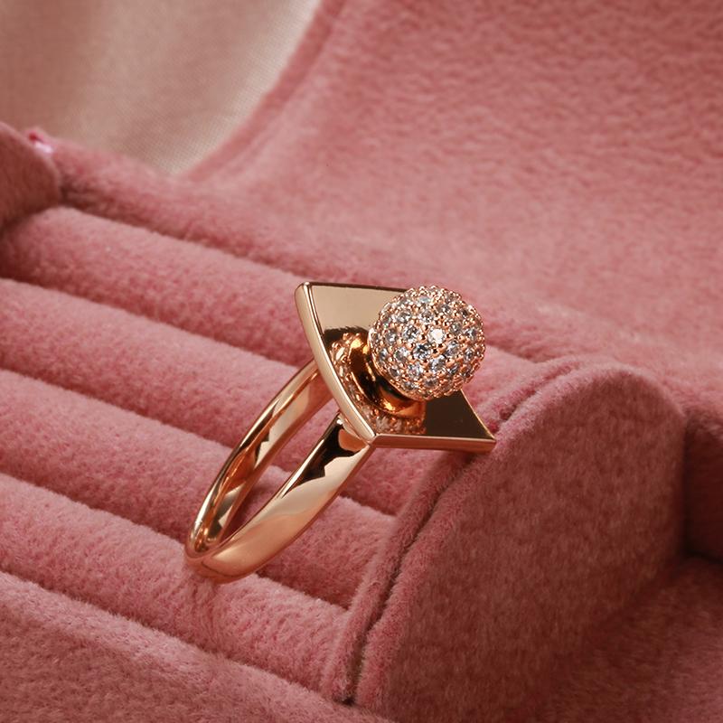 New  Rose Gold Unusual Rings For Women Micro Wax Inlay Spherical Natural Zircon Rings Wedding Trend Wedding Jewelry