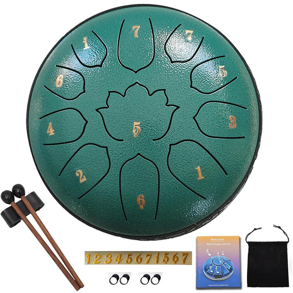6 Inch 11 Notes Steel Tongue Drum, Glucophone Ethereal Percussion Instrument Music Drum For Yoga Meditation