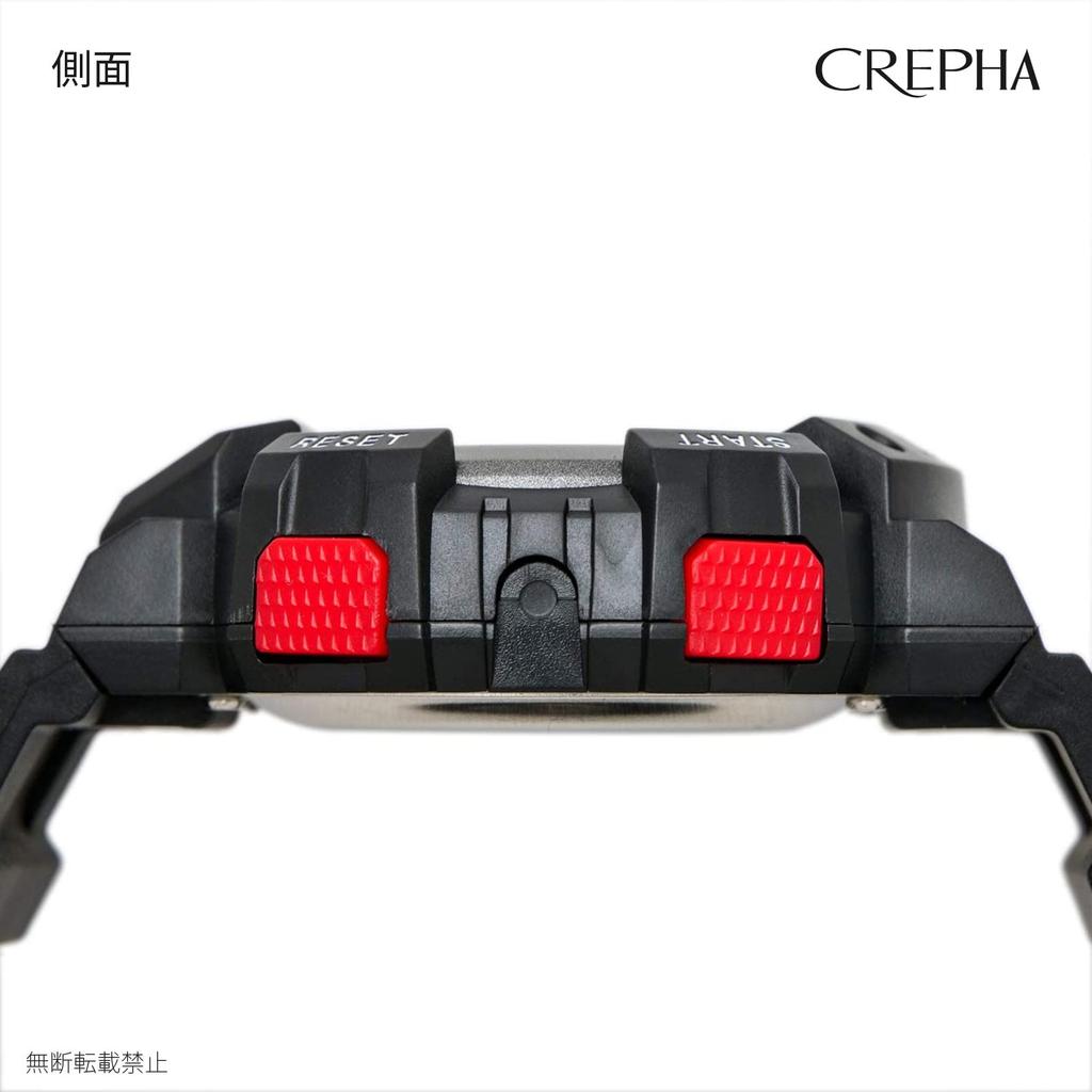 CREPHA Digital Watch TELVA Multifunctional Water Resistant Urethane Sports Watch (Klepha) (5 ATM) Stopwatch, Strap, Red, Men's TE-D282-RD
