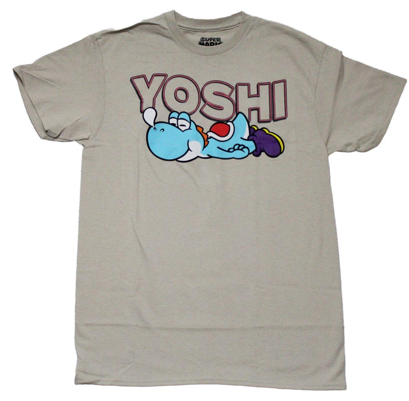 Super Mario Brothers New Adult T-Shirt - Yoshi Sleeping Under Name XL