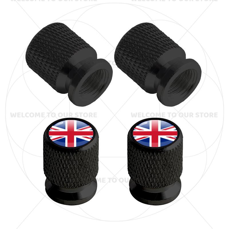 Für Schweden Schwedische Flagge Union Jack Großbritannien Flagge KDCM3 Emblem 4 Stück Aluminium Motorrad Auto Reifenventilkappen Radventil Staubkappen