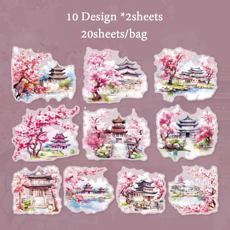 20Pcs/bag Stickers Garden Deep Series Landscape Pattern Making Phone Case Water Cup Sticker Album Diary Handmade Decoration