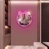 Beauty Neon Mirror Sign for Wall Decor USB Powered LED Pink Neon Light Heart Neon Light Signs for Girl's Room Bedroom Salon Decor Wedding Birthday