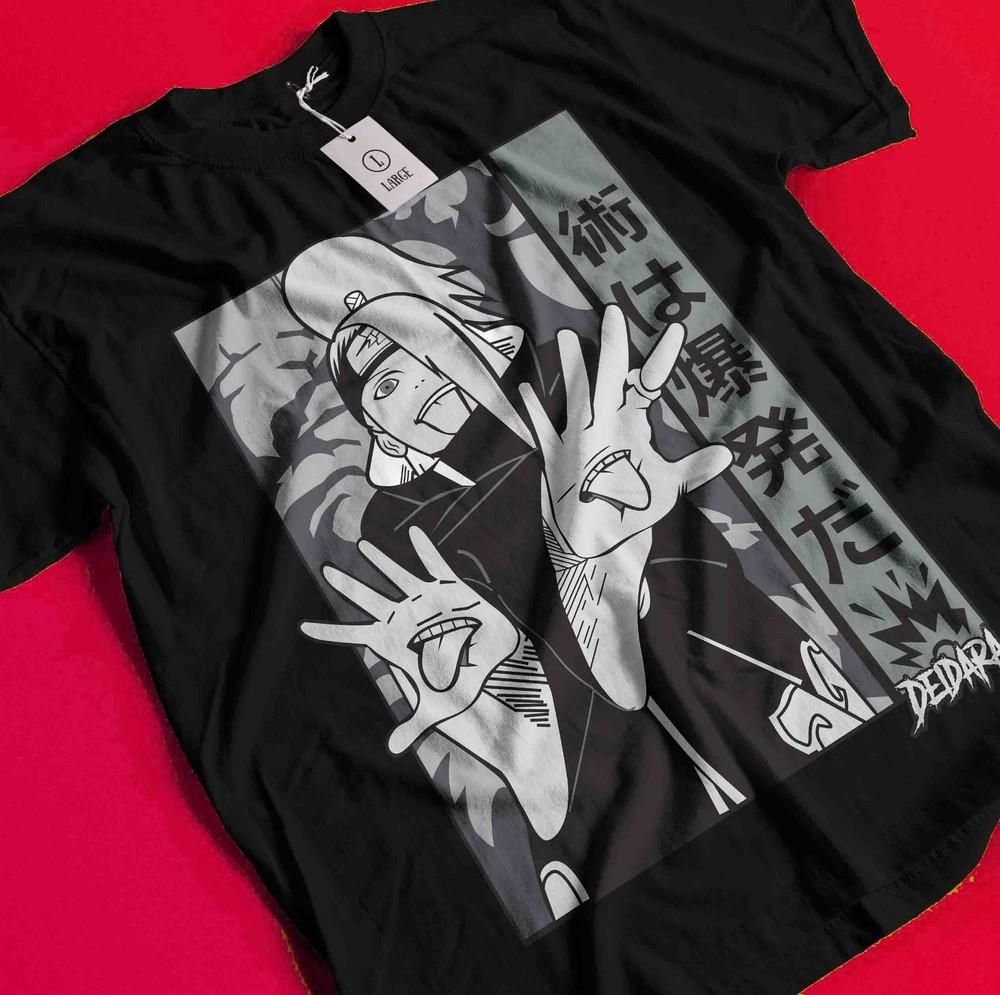 

Deidara Tshirt Itachi T-Shirt Naruto Shirt Madara Kakashi Sasori Anime Akatsuki AA220 L