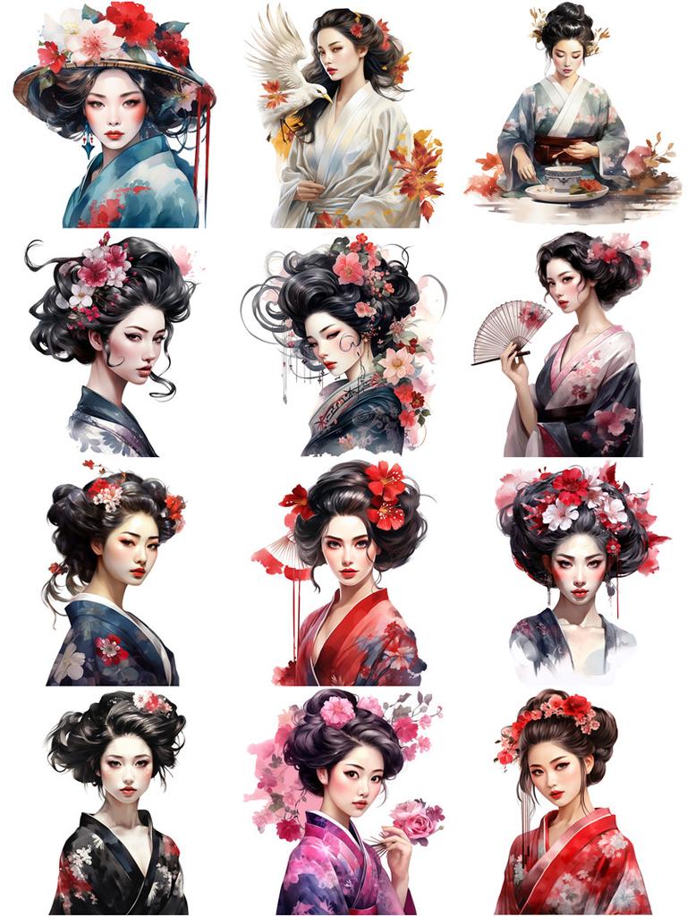 12Pcs/Pack Japanese Girls Sticker DIY Craft Scrapbooking Album Junk Journal Decorative Stickers