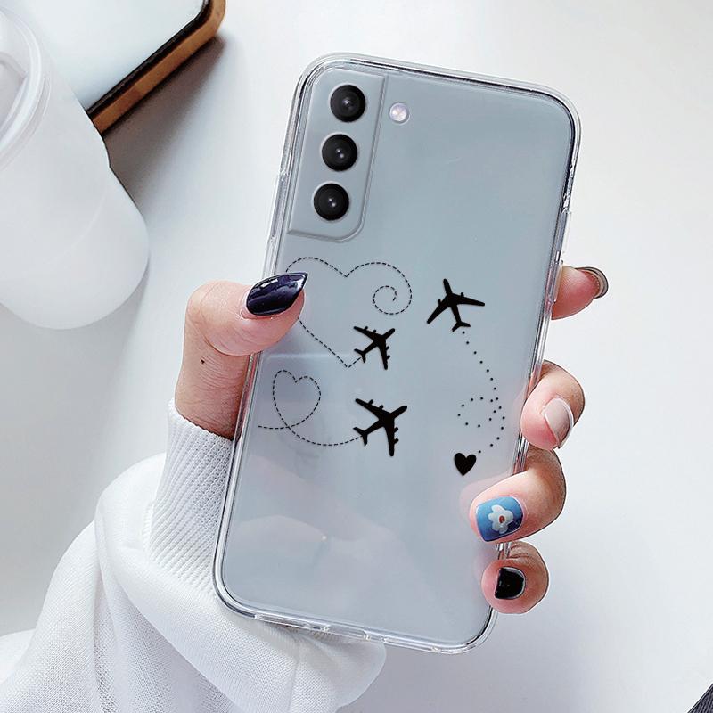Transparent Case For Samsung Galaxy S23 S 23 Ultra S23 Plus Cover Cartoon Flowers Soft TPU Shockproof Funda For Samsung S24+ Bag