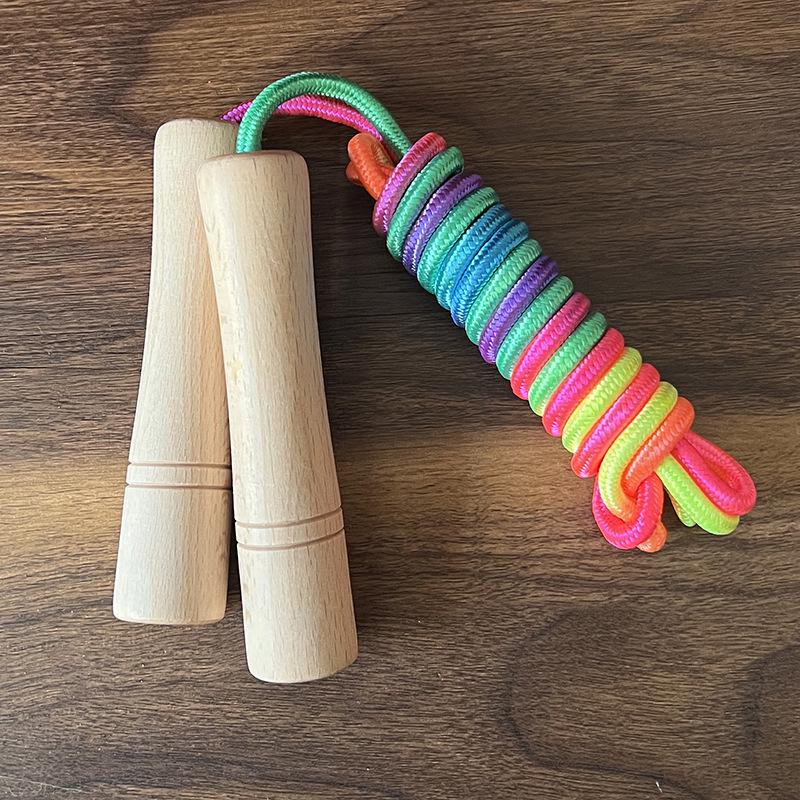 Adjustable Wooden Skipping Rope for All Ages - Cotton Rope for Beginners and Fitness