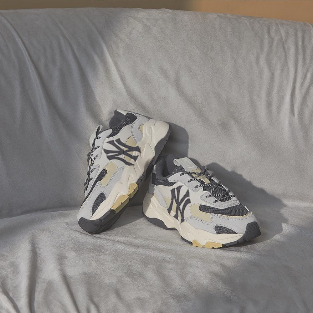 New MLB Big Ball Chunky Cushioning Height Increasing Low Top Chunky Sneakers Unisex Gray 3ASHC3S1N-50CGS