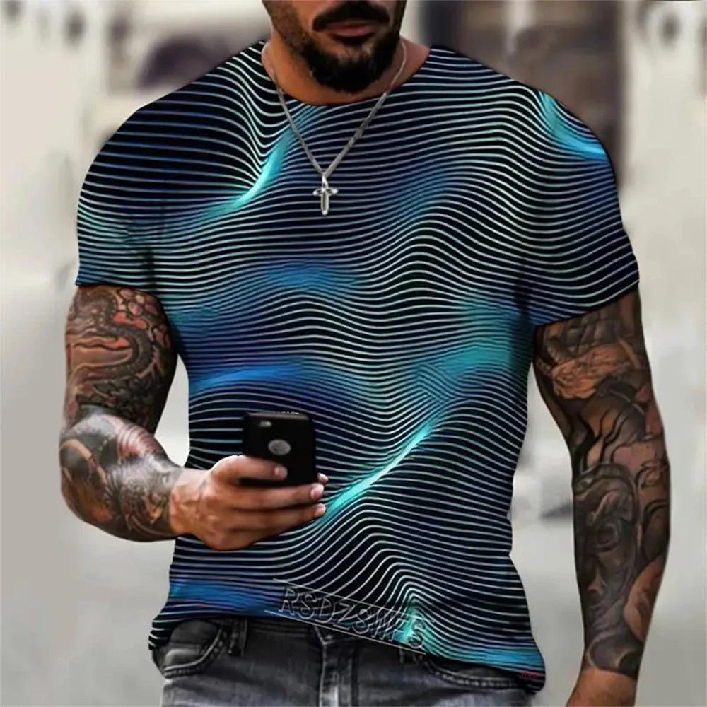 New Summer Men's Abstract Design T-Shirt Fashion Casual Printing Loose O Neck Short Sleeve Street Personality Plus Size Tops