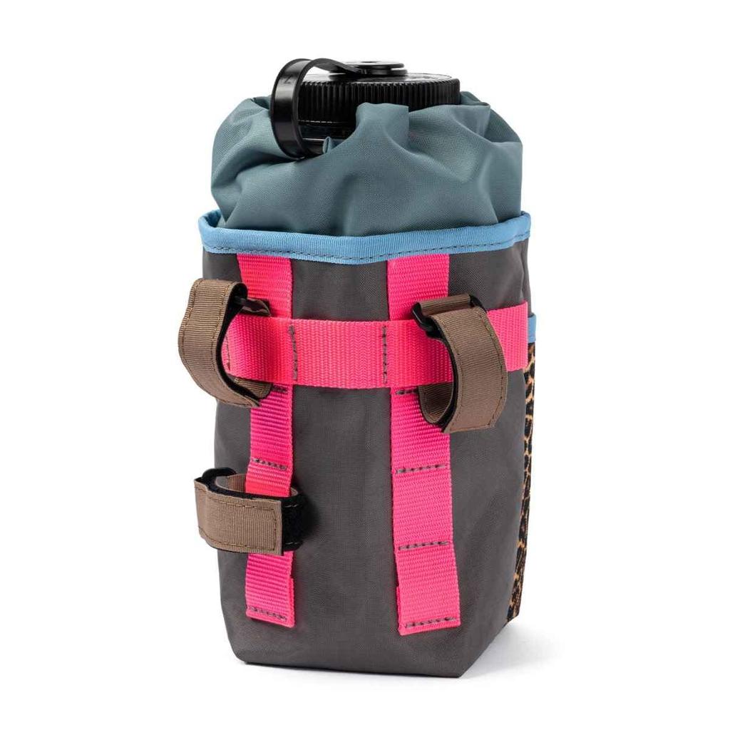 BLUE LUG Stem Pouch with Drink Holder and Accessory Pouch for and Cycling X-Pac Bicycles, Touring, (Gray/Leopard Print)