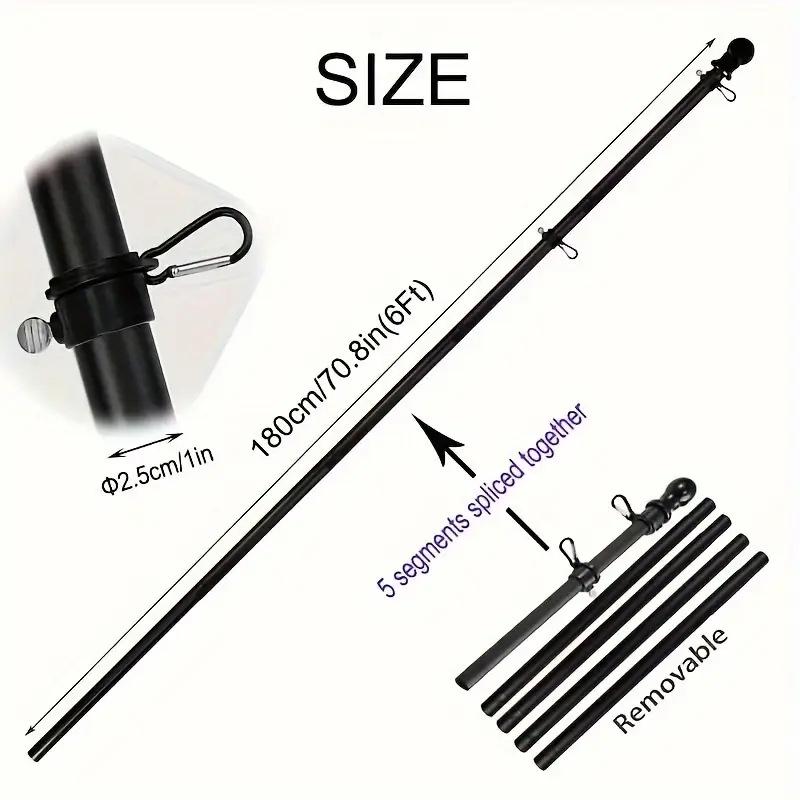 1.8m Rotating Stainless Steel Flagpole, 5-Section, Anti-Tangle, Wall-Mountable, Outdoor Use