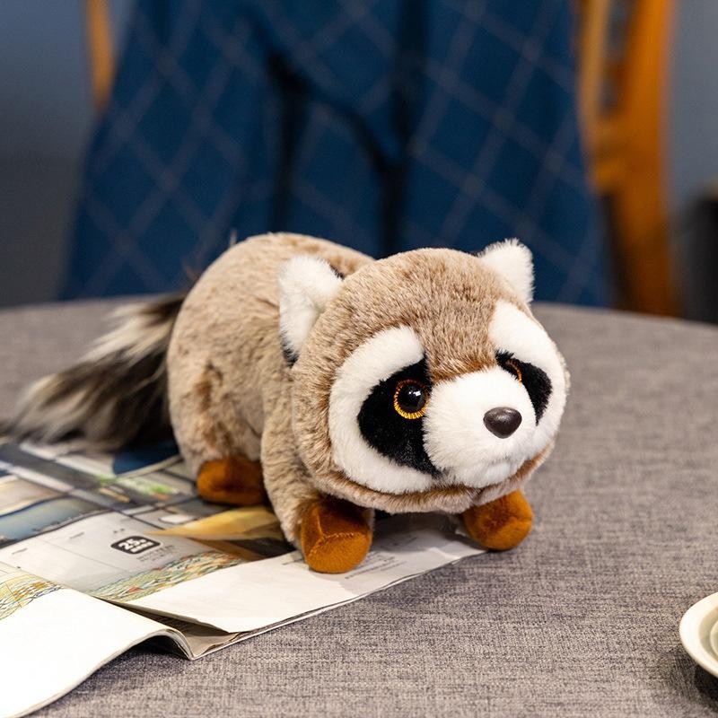 Simulation lying down raccoon doll plush toy cute raccoon doll children accompany soothing doll